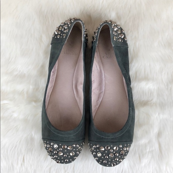 Vince Camuto Evella Studded Gray Suede Ballet Flat - Picture 2 of 6